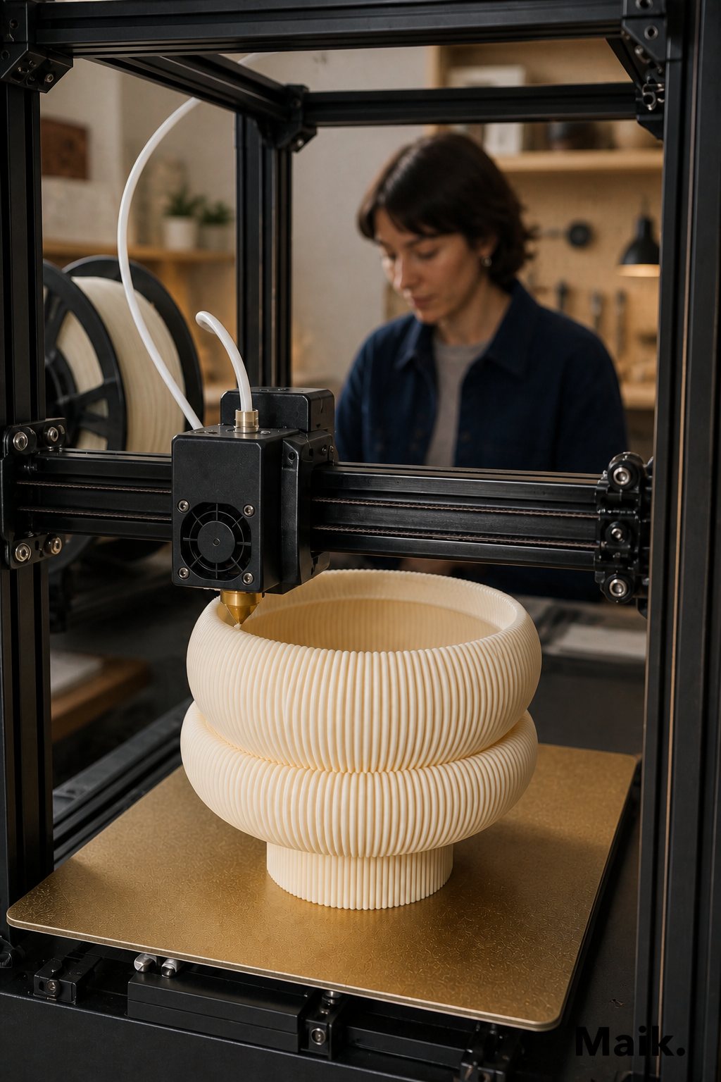 Concept render of a cream Spool on a studio printer
